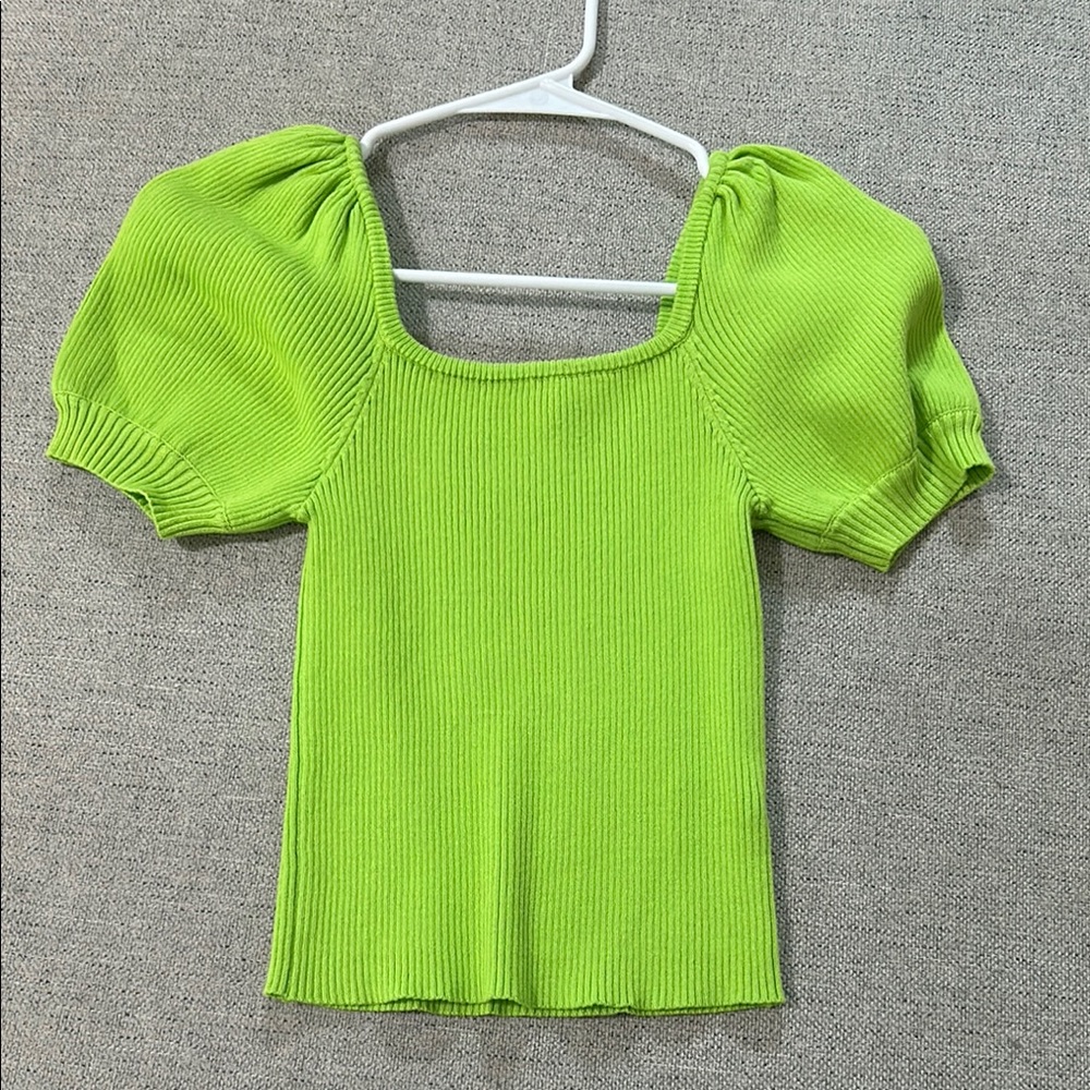 Vibrant Green Puff Sleeve Top